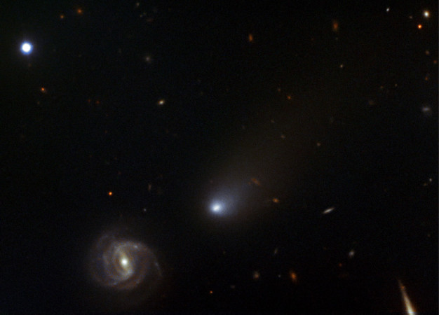 Figure 1. Figure 1: Gemini North telescope image of the comet C/2019 Q4 (Comet Borisov) obtained on the night of November 11-12, 2019. The image was captured by the Gemini Multi-Object Spectrograph (GMOS) using three filters in optical light. Because the comet’s motion is relatively rapid, the three images were combined by averaging the position of the comet in the images to produce the single color composite shown here. (Credit: Gemini Observatory/NSF’s National Optical-Infrared Astronomy Research Laboratory/AURA)